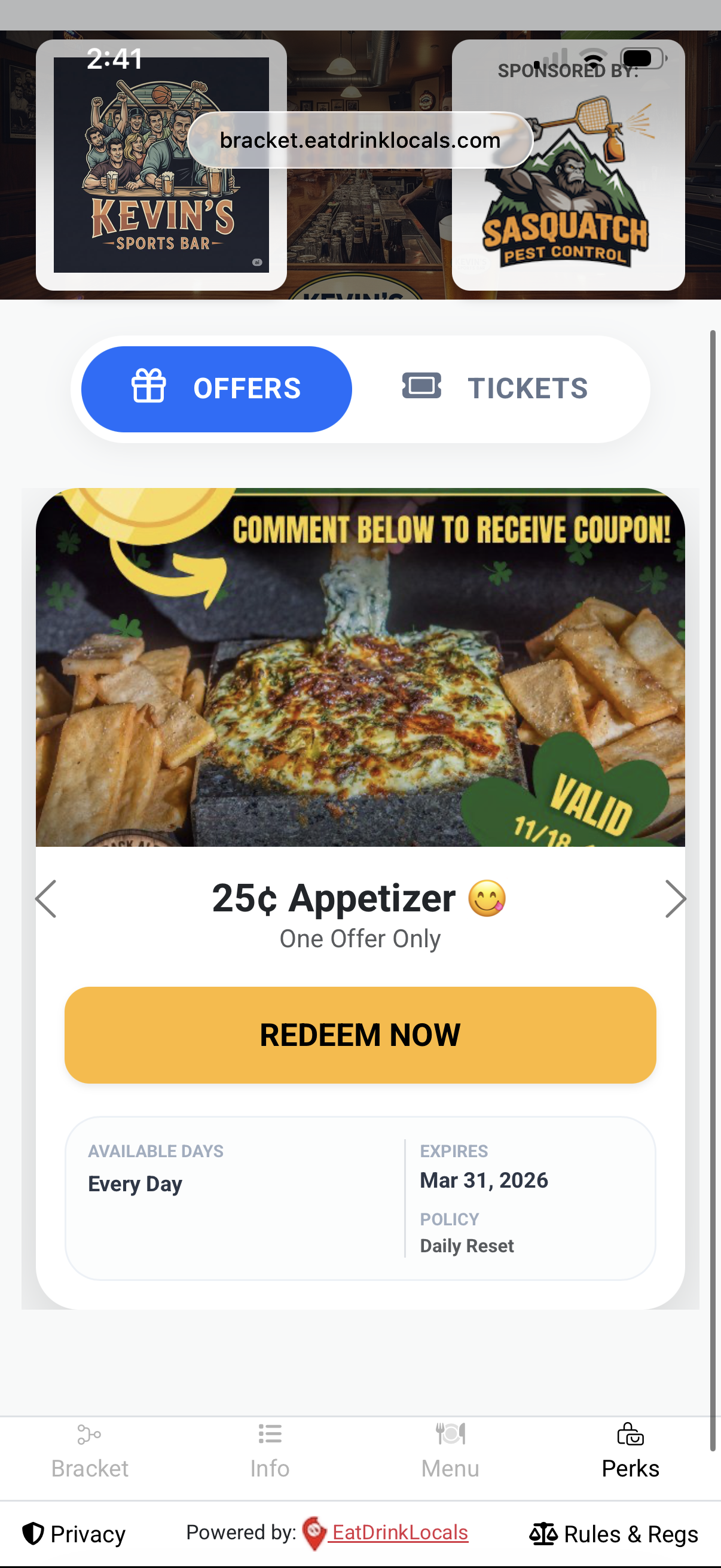 Visit Bonus UI